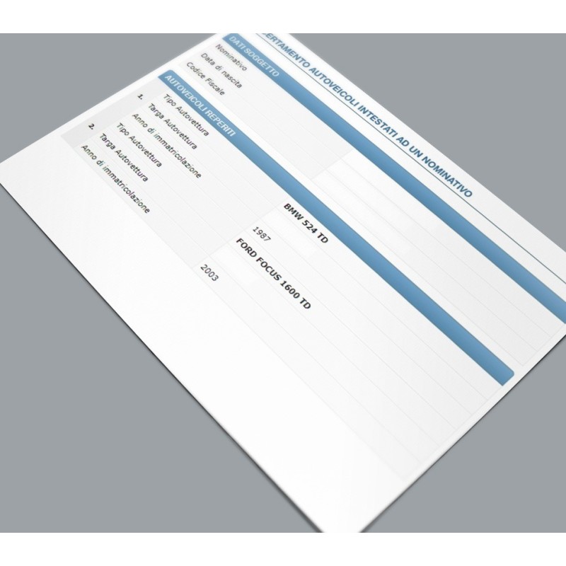 Visura Veicoli Intestati