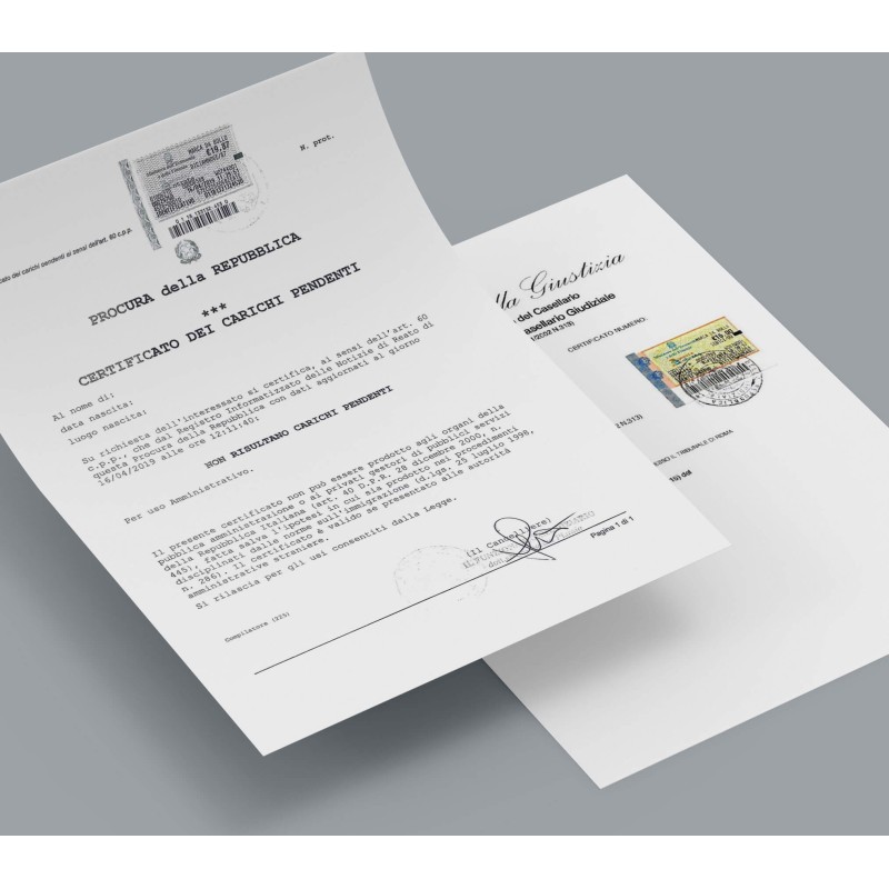 Certificato Casellario Giudiziale + Carichi Pendenti
